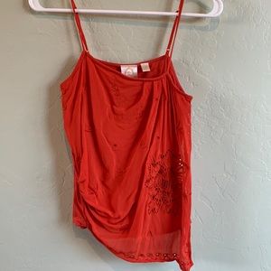 Anthropologie Ric Rac Orange Asymmetric Tank sz XS
